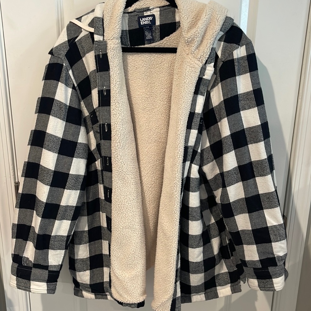 Lands End Fleece Flannel Jacket